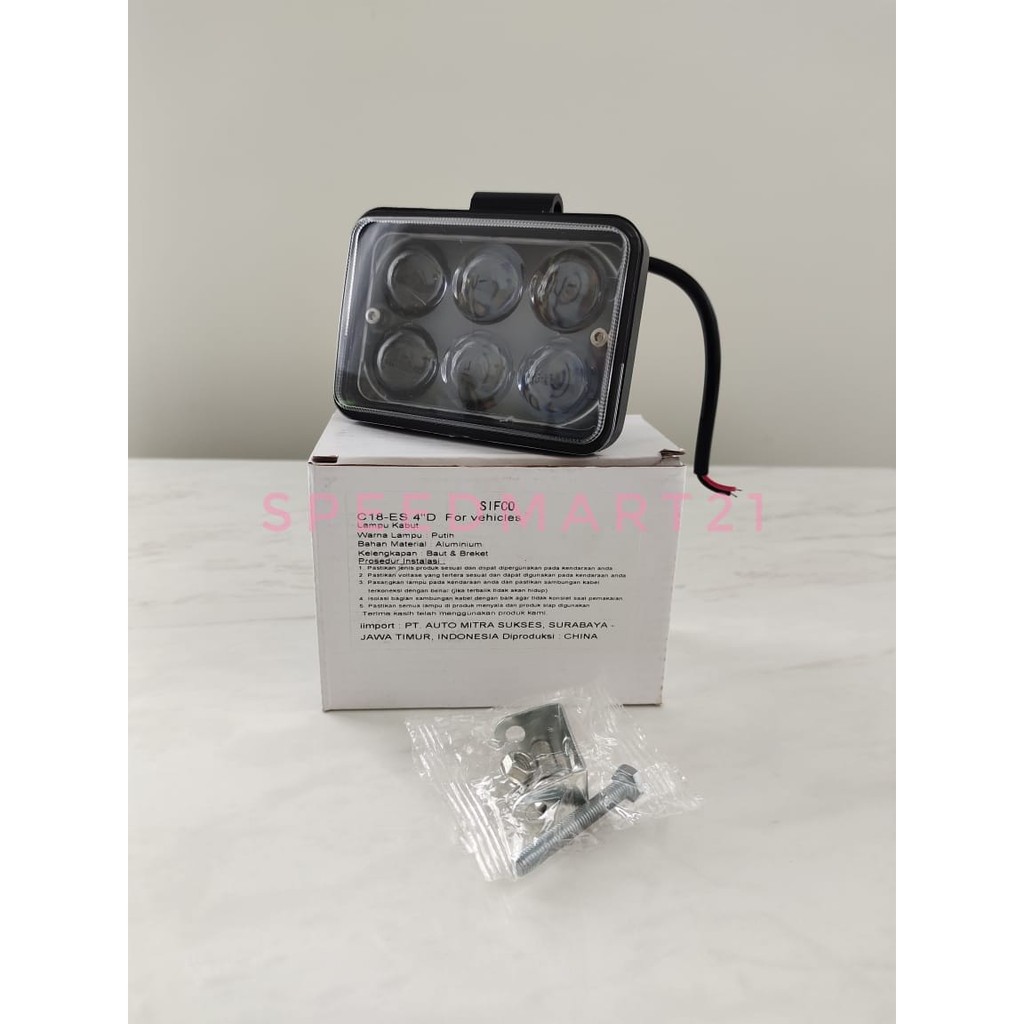 FOGLAMP / LAMPU SOROT KOTAK 6LED TIMBUL