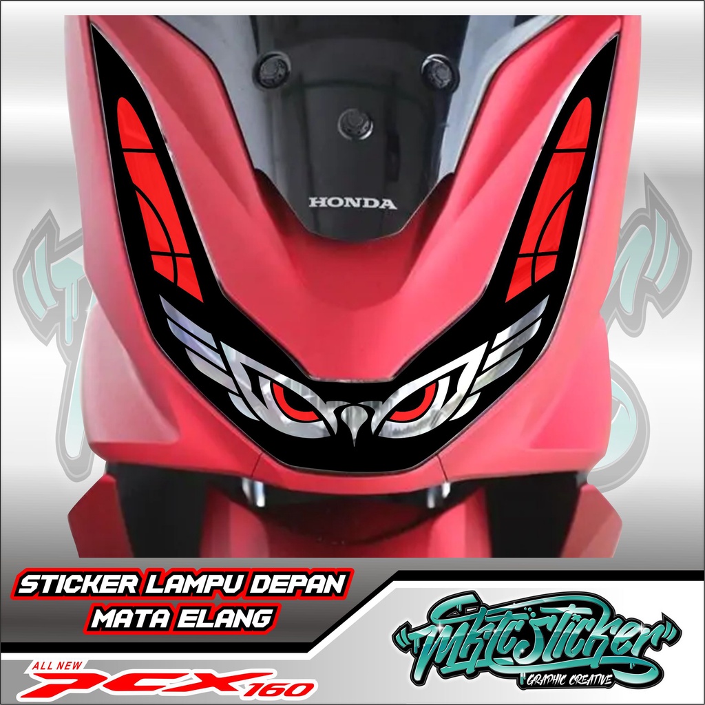 STICKER VARIASI LAMPU DEPAN MATA ELANG PCX 160 2021-2022 TERBARU UNTUK MOTOR WARNA MERAH