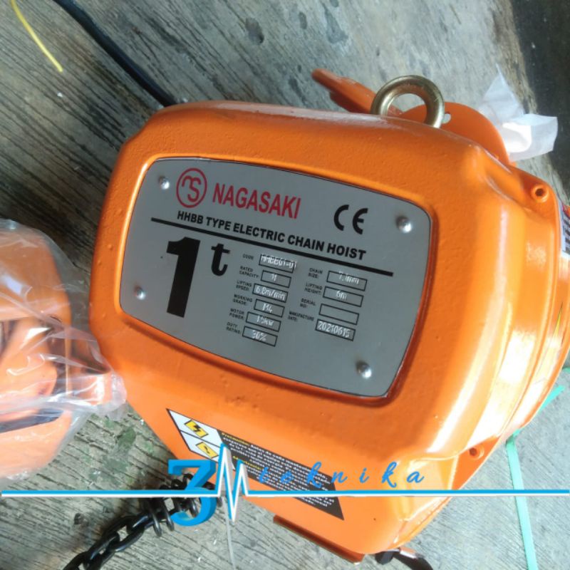 crane electric chain hoist 1 ton 6 meter kerekan katrol electric nagasaki crane electrik
