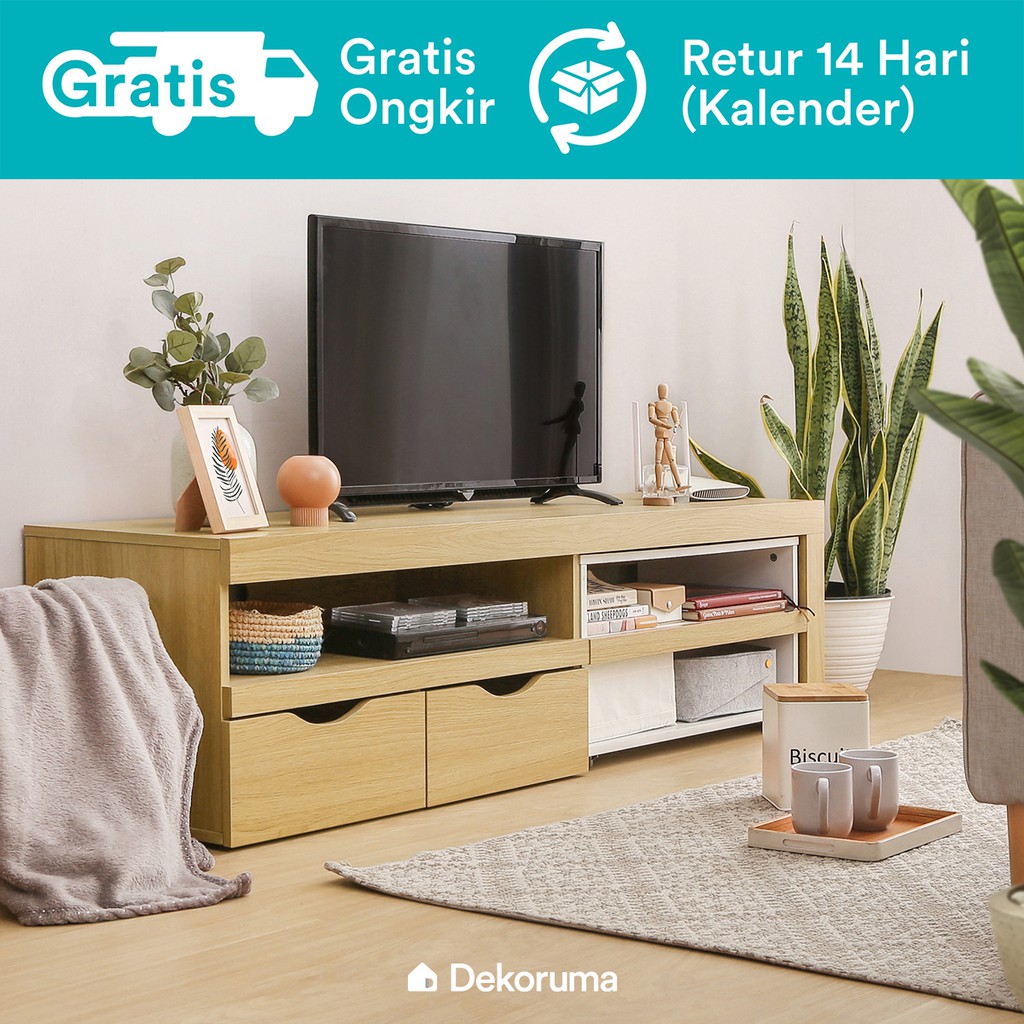 Dekoruma Nana Meja TV Minimalis Modern - Buffet Rak TV Kayu dengan Laci