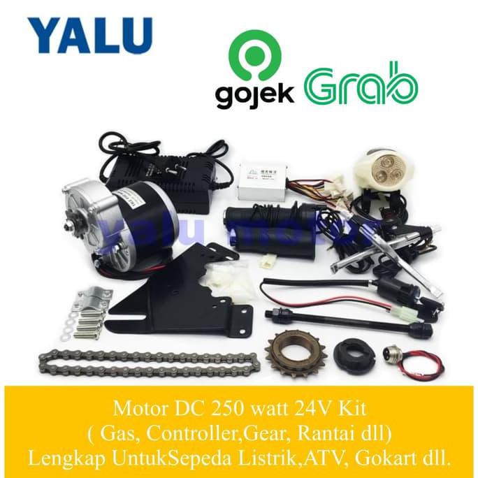 Motor DC Dinamo 24V 350W Full set kit ATV Gokart Ebike Escooter