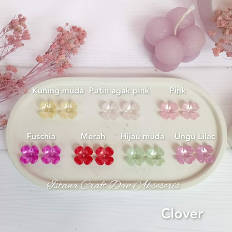 Kelopak Bunga Pastel Kecil Akrilik Clover 1,5 cm