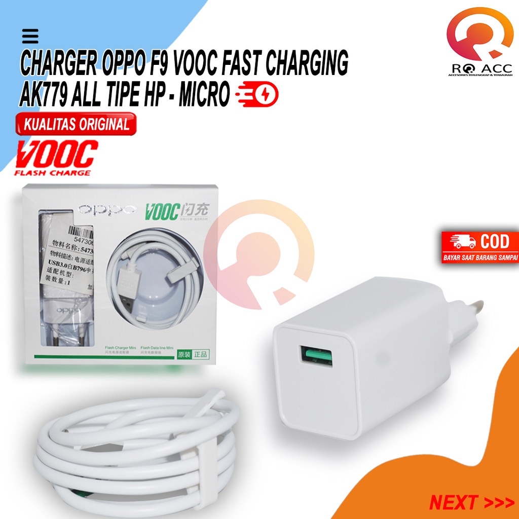 [RO ACC] CHARGER OPPO F9 VOOC FAST CHARGING AK779 ALL TIPE HP