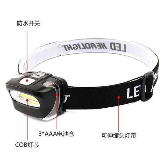 Senter Kepala Headlamp Outdoor COB LED Baterai AAA Albinaly - TG-005