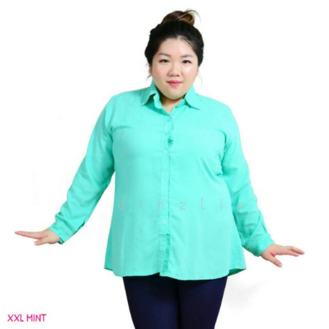 KEMEJA WANITA UK. XL WARNA TOSCA MUDA / HIJAU MINT
