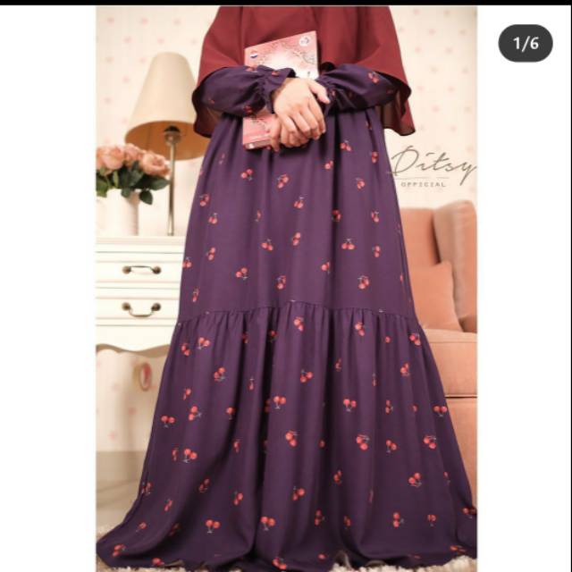 Ditsy nightgown Cherry Ink Purple XL