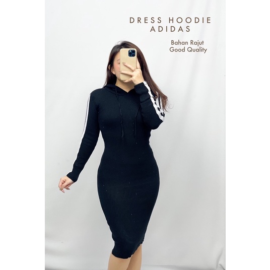 MDLV ~ Dress Hoodie Adidass Dress Kupluk Rajut Fashion import