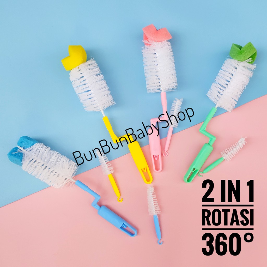 2 in 1 Sikat Botol Susu Bayi Lembut Spon Pembersih Dot Anak Perlengkapan Makan Baru Lahir Peralatan 