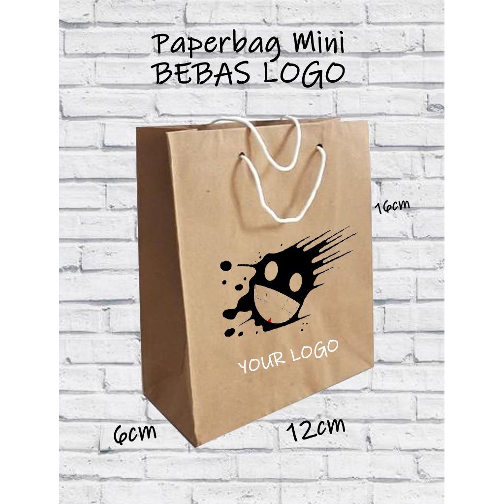 

(CUSTOM) Paper Bag Coklat Mini Bebas Desain Packing Olshop / Paper Bag Souvenir Wedding Custom Murah