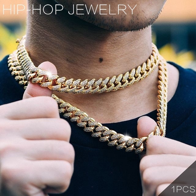 Kalung Rantai Cuba 925 Silver Gold 18K Gaya Hip Hop Untuk Pria