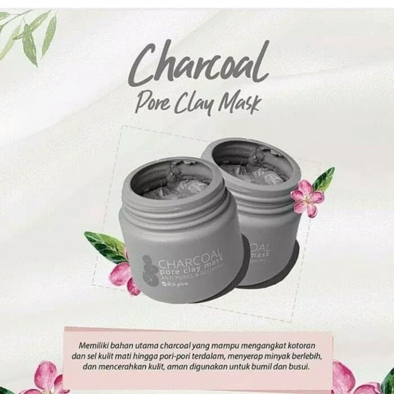 Charcoal clay mask ms glow masker wajah ms glow original bisa cod