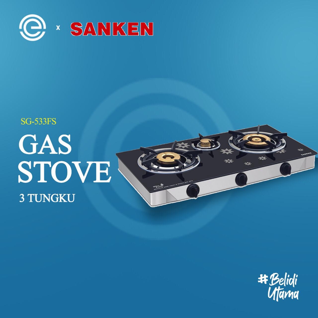 SANKEN Kompor Gas Kaca 3 Tungku - SG-533FS