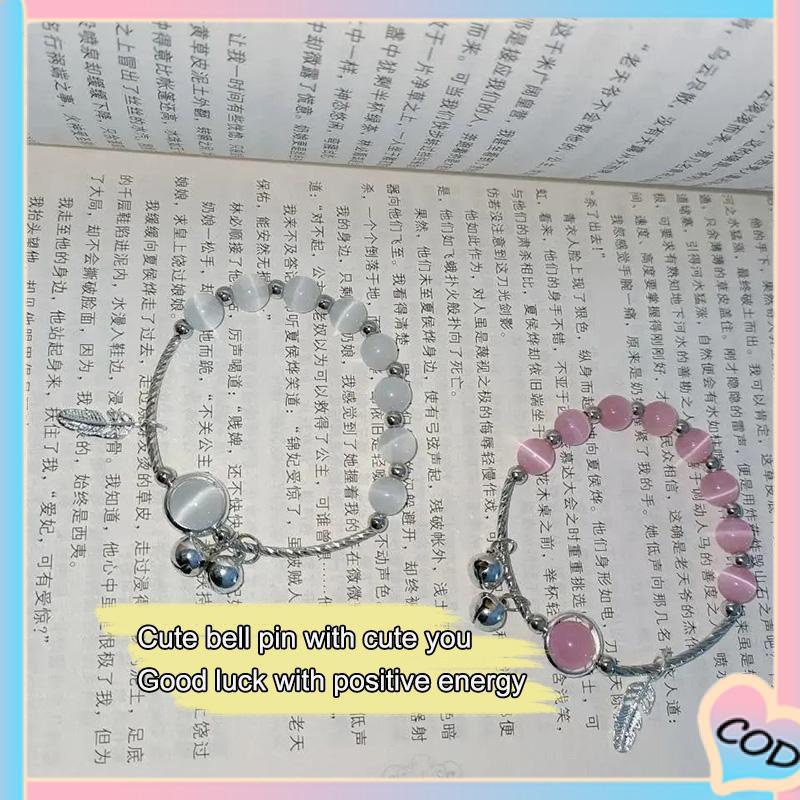 COD❤️ Opal Pasangan Pacar Wanita Gelang Wanita Sederhana Gelang Lonceng-A.one