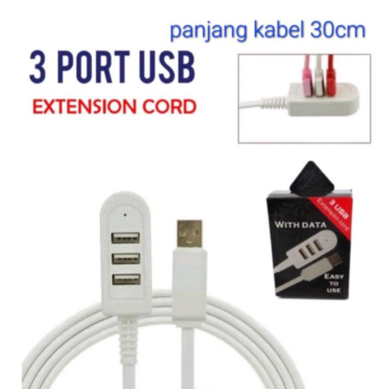 usb hub lubang 3 port pc &amp; laptop mouse &amp; keyboard v 2,0 panjang kabel 30cm