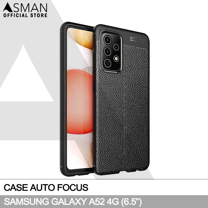 Auto Focus Samsung Galaxy A52 4G (6.5&quot;) | Soft Case Leather Premium - Hitam