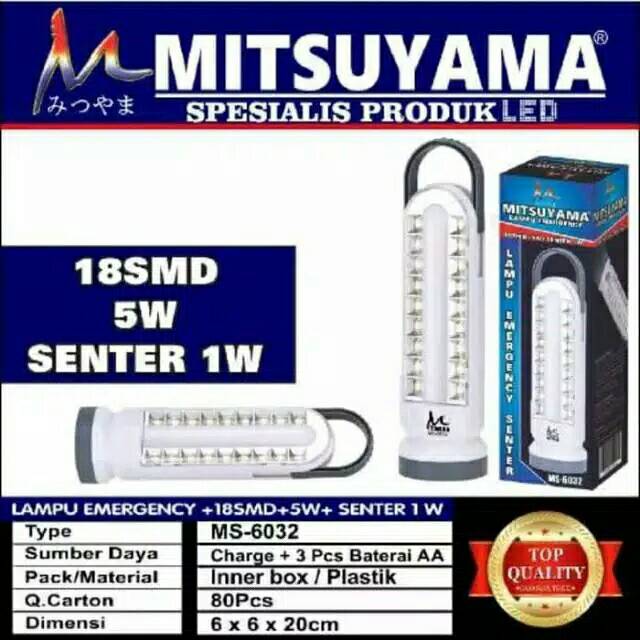 Senter emergency mitsuyama ms 6032 18 smd 5 watt senter 1 watt