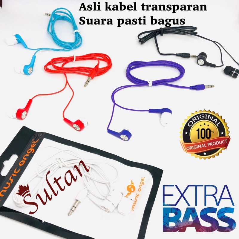 HANDSFREE MUSIK ANGEL KABEL TRANSPARAN SUARA LEBIH NGEBASS PROMO SEN