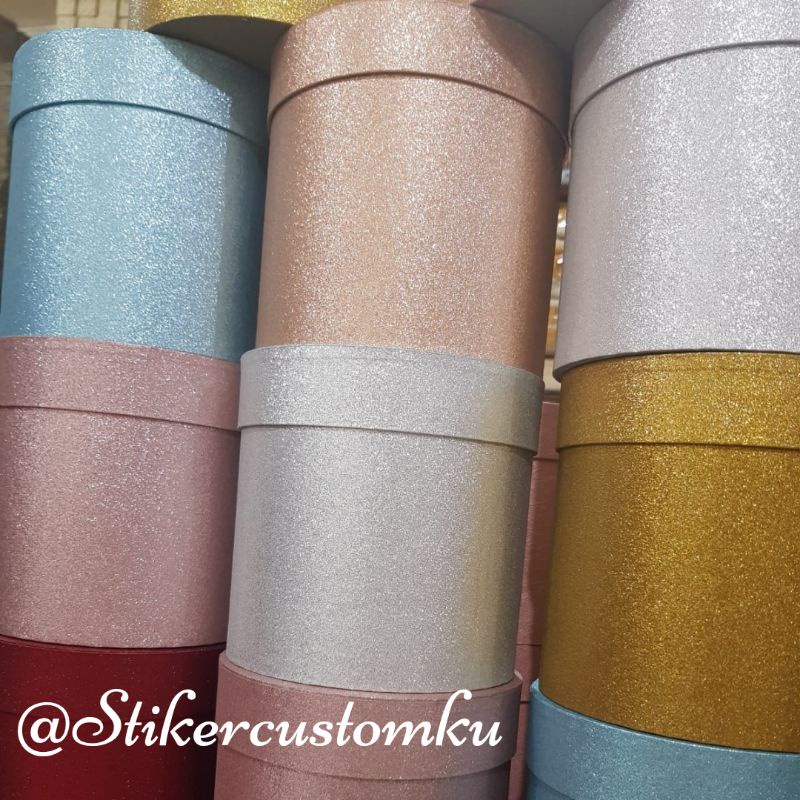 

Bloom Box Flower Bulat Kotak Kado Kotak Bunga Gliter 15x15cm