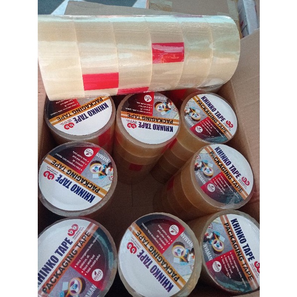 KHINKO TAPE 1 slop isi 6 pcs lakban bening / coklat 90 yars