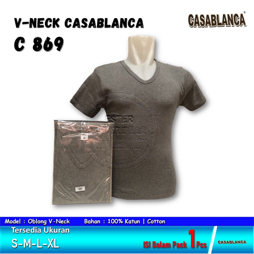 CASABLANCA Kaos Oblong Pria Dewasa V-Neck C 869 Isi-1