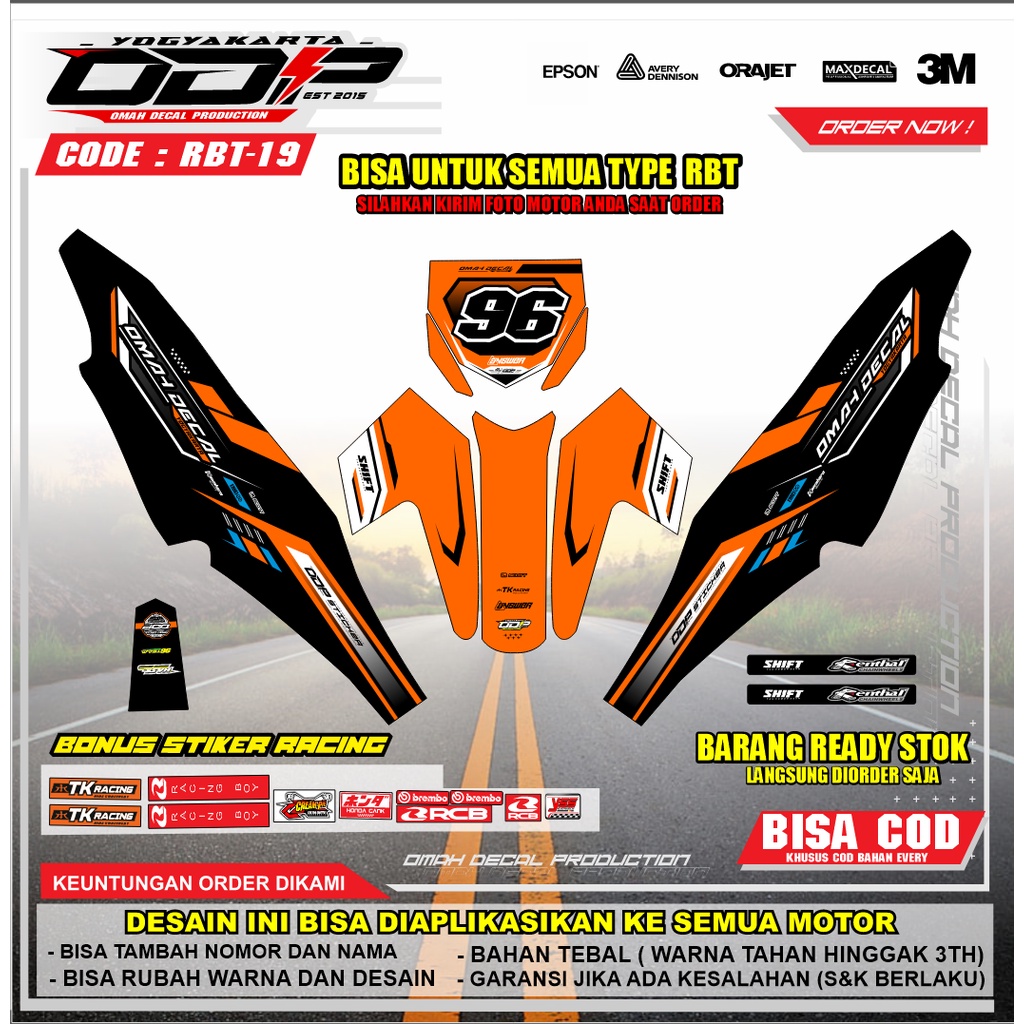 DECAL RBT BODY JUPITER YAMAHA VEGA NEW FULL BODY DEKAL STICKER STRIPING TERBARU HONDA BODY REVO SUPR