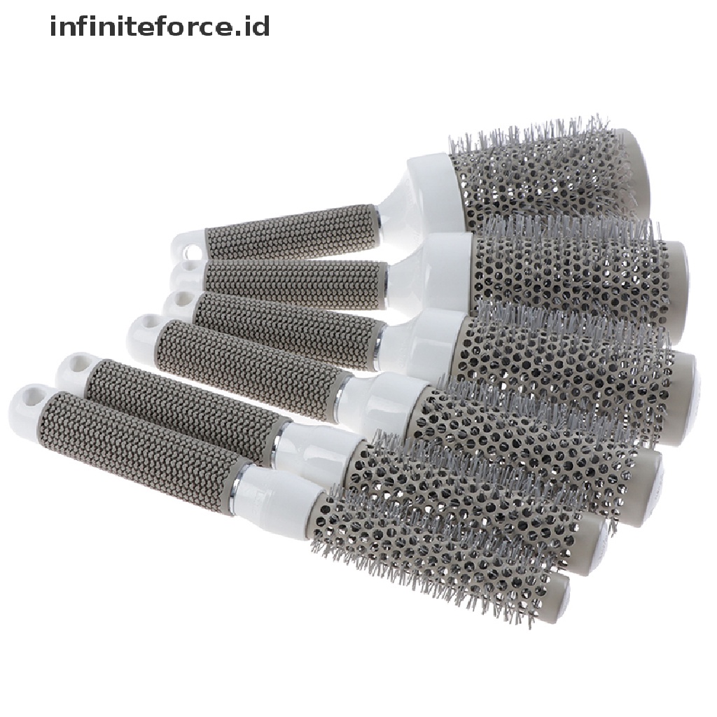 (Infiniteforce.Id) Sisir Thermal Ionik Profesional Bentuk Bulat Bahan Keramik