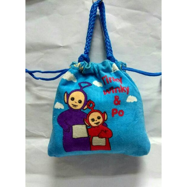 Tote Bag Anak Bahan Handuk Motif Teletubies - Tali Serut