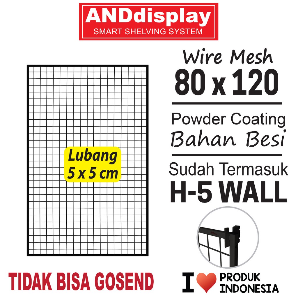 WIREMESH 80*120CM + H5 WALL HITAM DISPLAY CANTOLAN GANTUNGAN RAM ANDDISPLAY