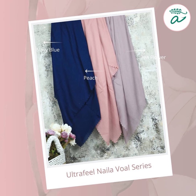 Ultrafeel Naila Voal Laser Cut/ Navy, Peach, Tea Flower