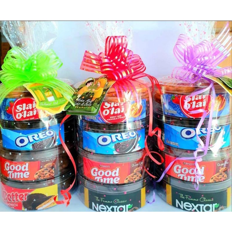 

hampers paket lebaran/Natal/TahunBaru cookies 4 toples snack ori isian full