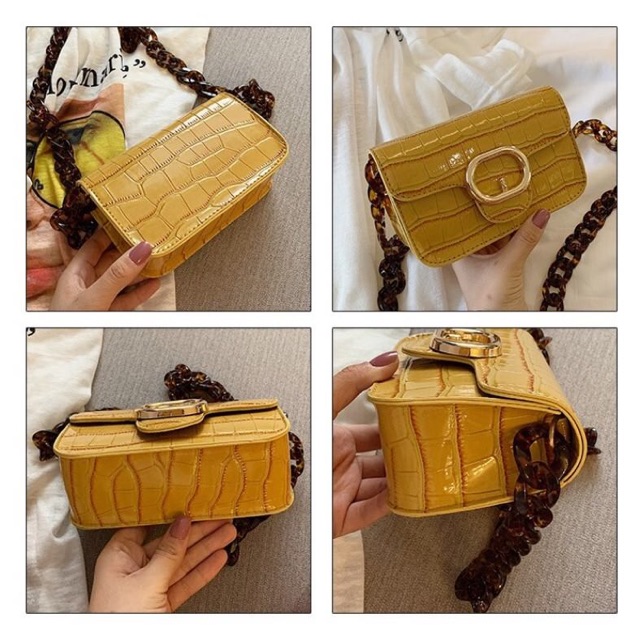 SG1705 syafniegalery croco mini bag tali rantai tas impor tas kulit kecil selempang 8940 1109