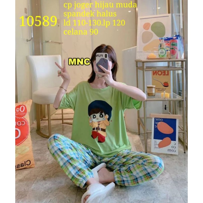 10590 Celana panjang wanita spandex joger gambar anime
