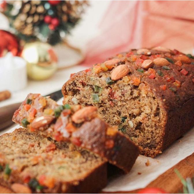 

(COD) Banana Bread FRUIT CAKE ALMONDS - PERSONAL LOAF, NORMAL SUGAR