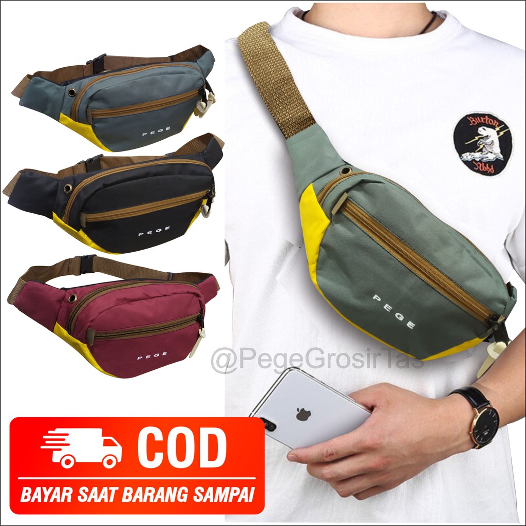 Tas Selempang Waistbag Bahu Pria Model Kombinasi Distro Bisa Dipakai Untuk Tas Pinggang - PG - 8859