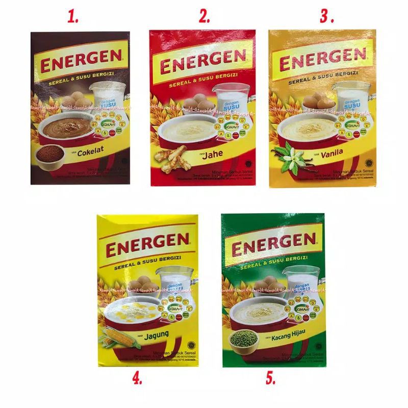 

ENERGEN SEREAL SUSU VANILA,COKLAT 29GR