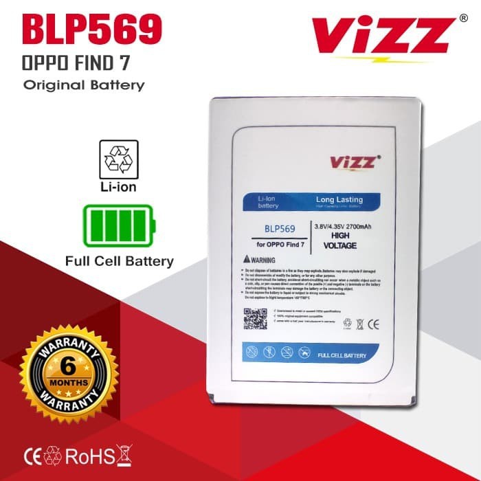 Vizz Double Power Battery Batre Baterai Vizz Oppo BLP569 BLP-569 BLP 569 find 7 7s 7A X9007