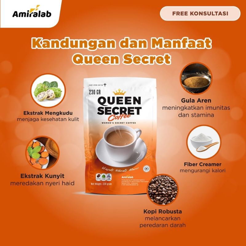 (Ready) Queen Secret Coffee kopi melancarkan haid by AMIRALAB