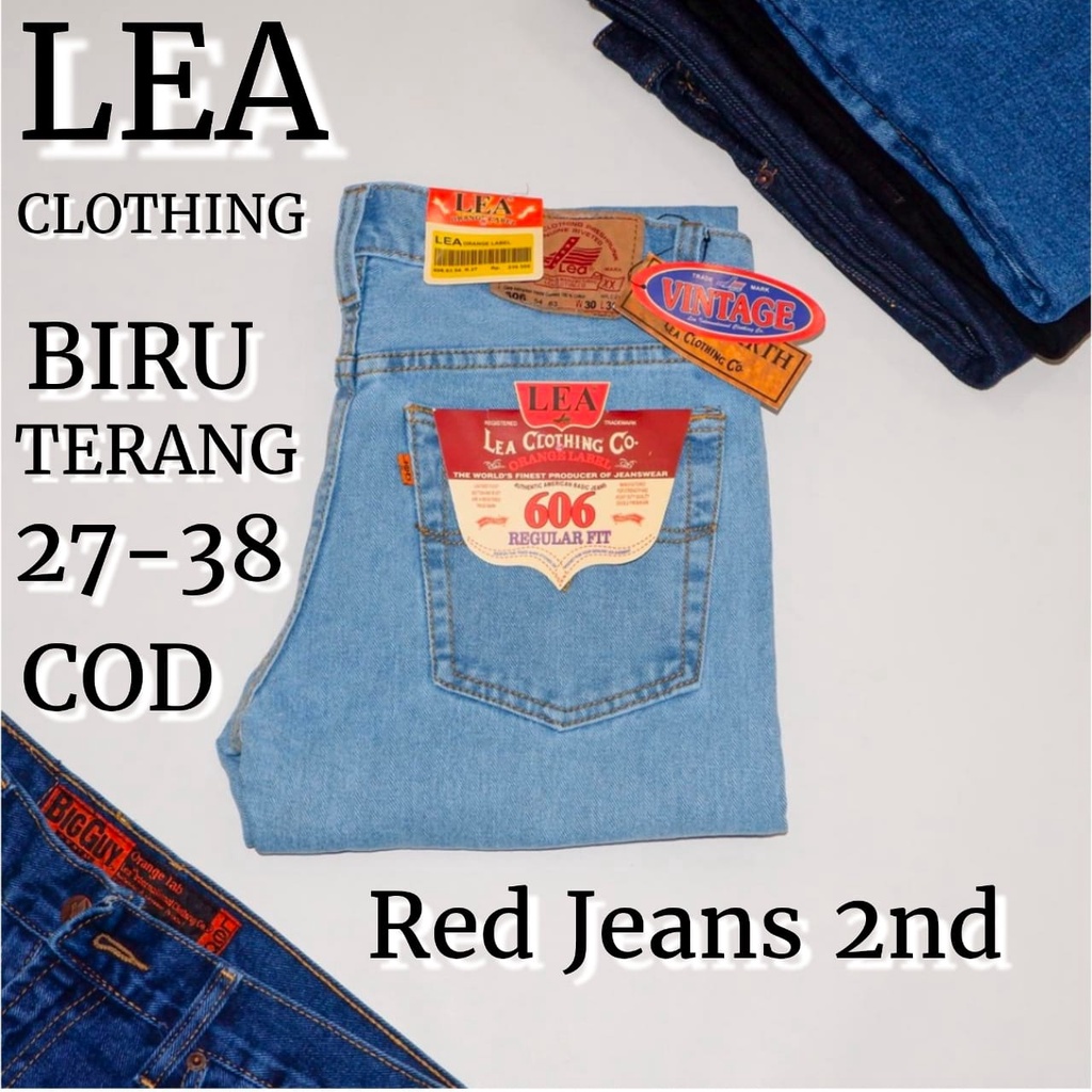 BISA COD PRODUK TERBARU - Celana Jeans Lea cardinal Original Untuk Pria Warna Biru Navy Bonus Dompet