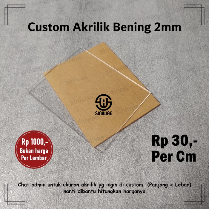 Akrilik Lembaran Bening 2mm Custom Potong Acrylic Transparan Pemotongan Laser Cut Mika 2 mm Ponorogo