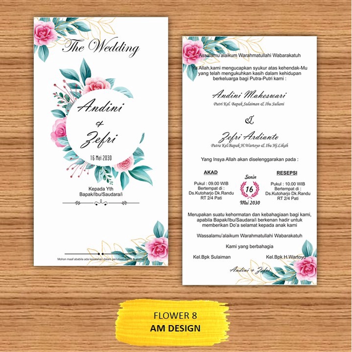 

Undanga Pernikahan Satu Lembar Bolak Balik Flower 8 Murah, Simple, Elegan New