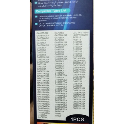 Remote Remot SHARP LCD-LED-AQUOS-TV TABUNG RM1848