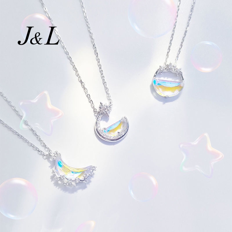 Fashion Necklace Jewelry Trendy Alloy Rhinestone Zircon Moon Star Pendant Necklace for Women