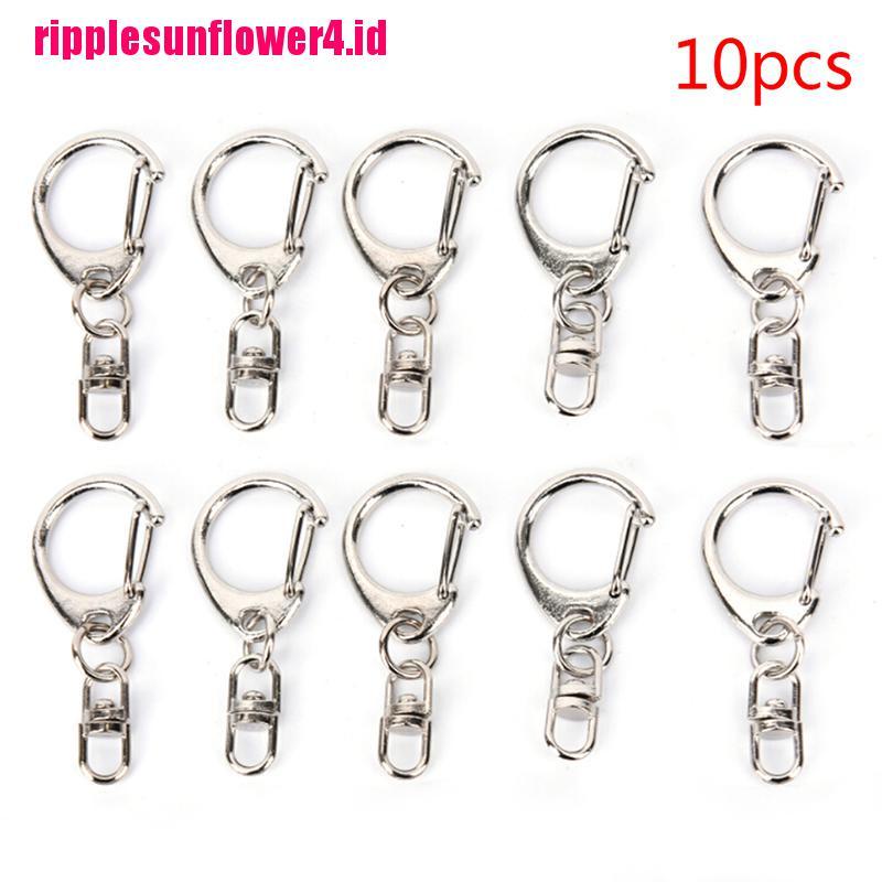 10pcs Gantungan Kunci Split Ring Pendek Warna Silver Polished