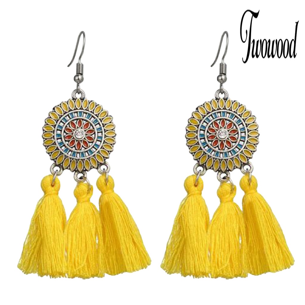 Anting Rumbai Menjuntai Bentuk Bunga Matahari Bahan Alloy Gaya Bohemian Untuk Ulang Tahun