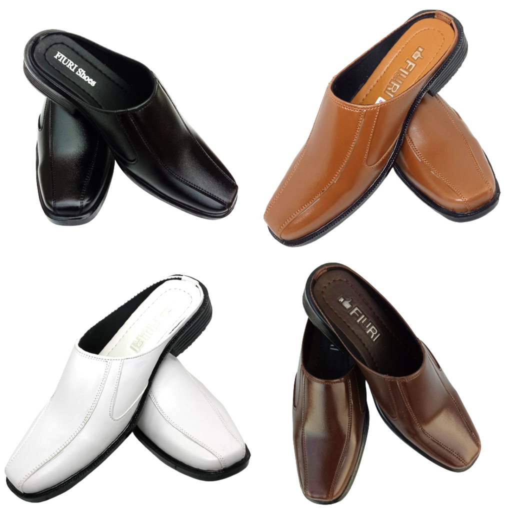 FIURI - BJ6 Hitam Coklat Putih Tangerine 38-46 - Sepatu Pantofel Selop Pria - Sepatu Formal Pria - Sepatu Pantopel Kerja Kantor Cowok Murah - Bustong Slip On Jepit Selop Nikah Promo Diskon - Slop Kulit Lebaran Hari Raya Idul Fitri - Fashion Pria Grouping