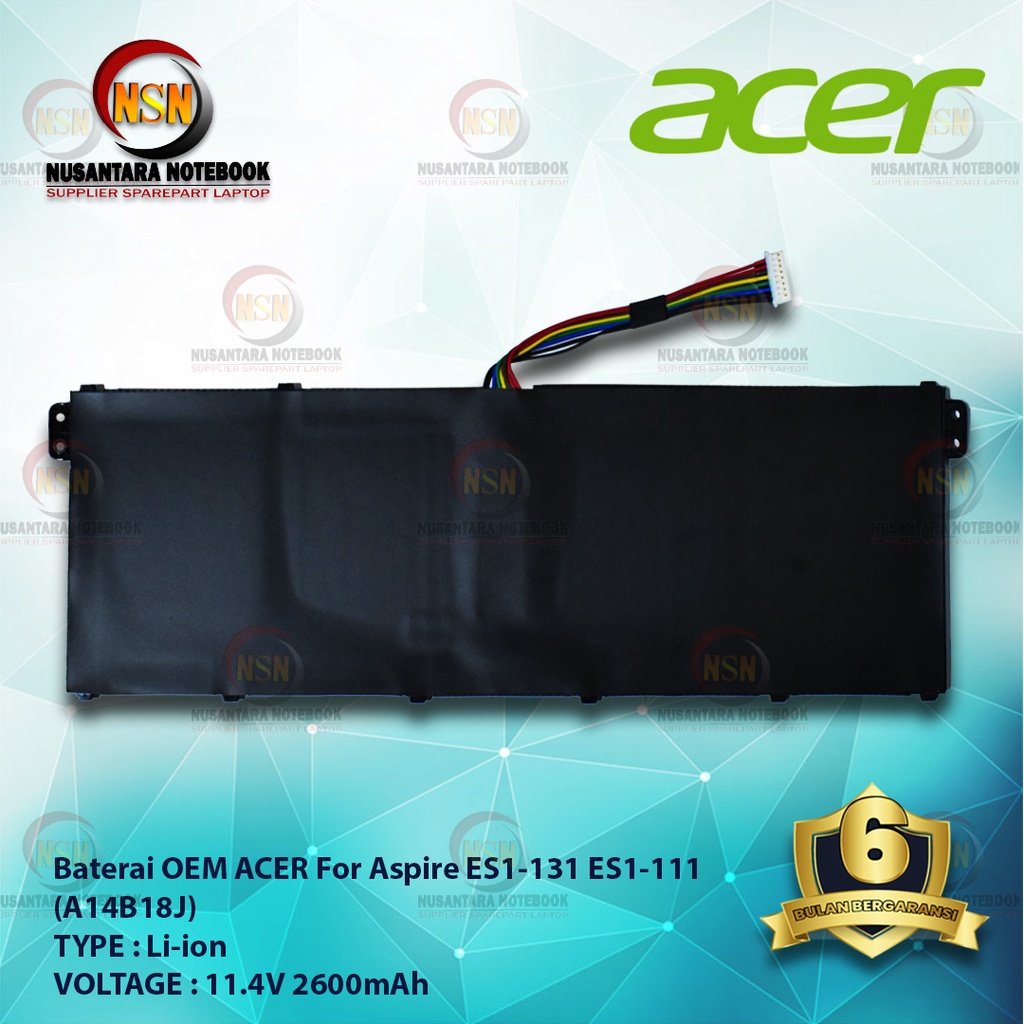 Baterai OEM For Laptop Acer Aspire ES1-131 ES1-111 AC14B18J