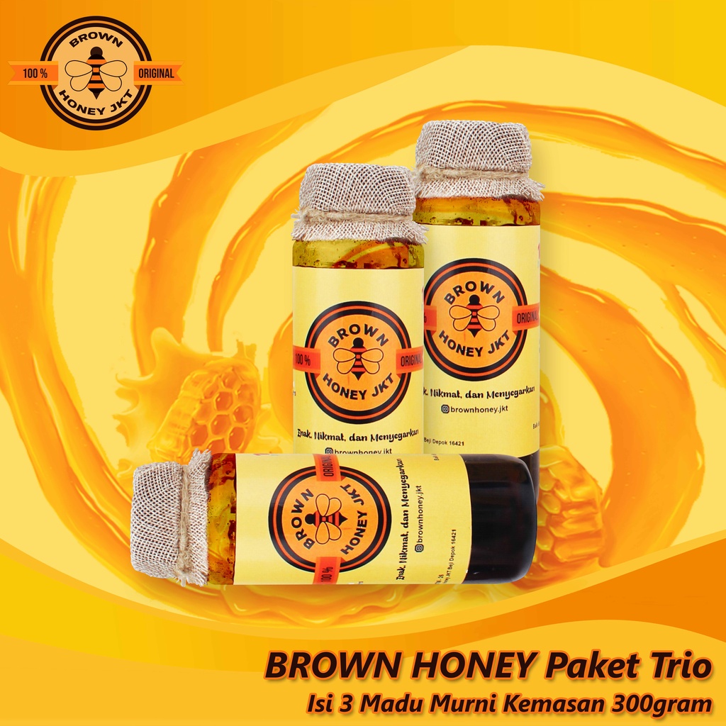 

Brown Honey Paket Trio 300gram Madu Murni Asli 100% ORIGINAL