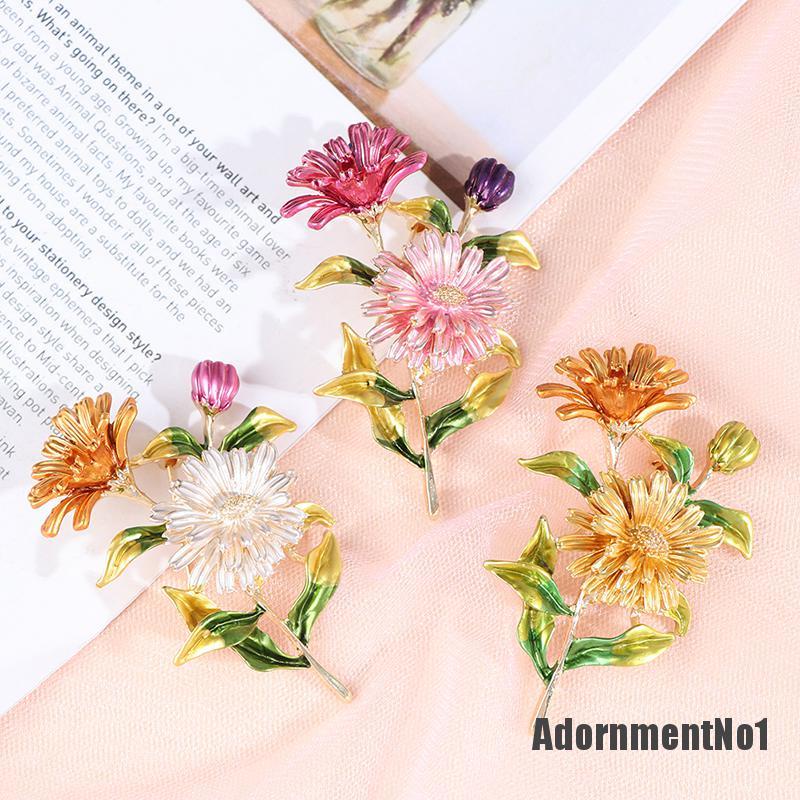 (Adornmentno1) 1pc Bros Pin Enamel Bunga Aster Untuk Wanita