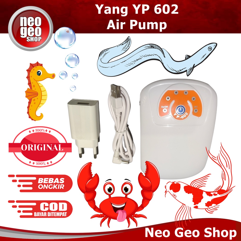 YANG YP602 YP 602 Mesin Pompa Aquarium Aerator AC DC