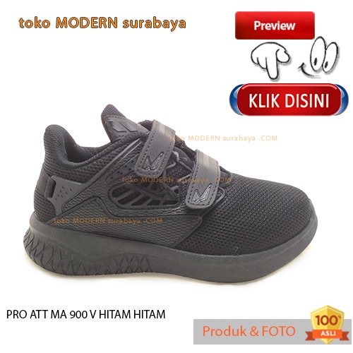 Sepatu anak sekolah sneakers velcro PRO ATT MA 900 V HITAM HITAM